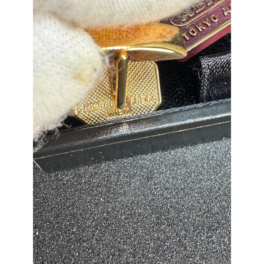 Michaela Frey Wien Enamel Cufflinks Vintage Gold Tone Rectangular original‎ Box